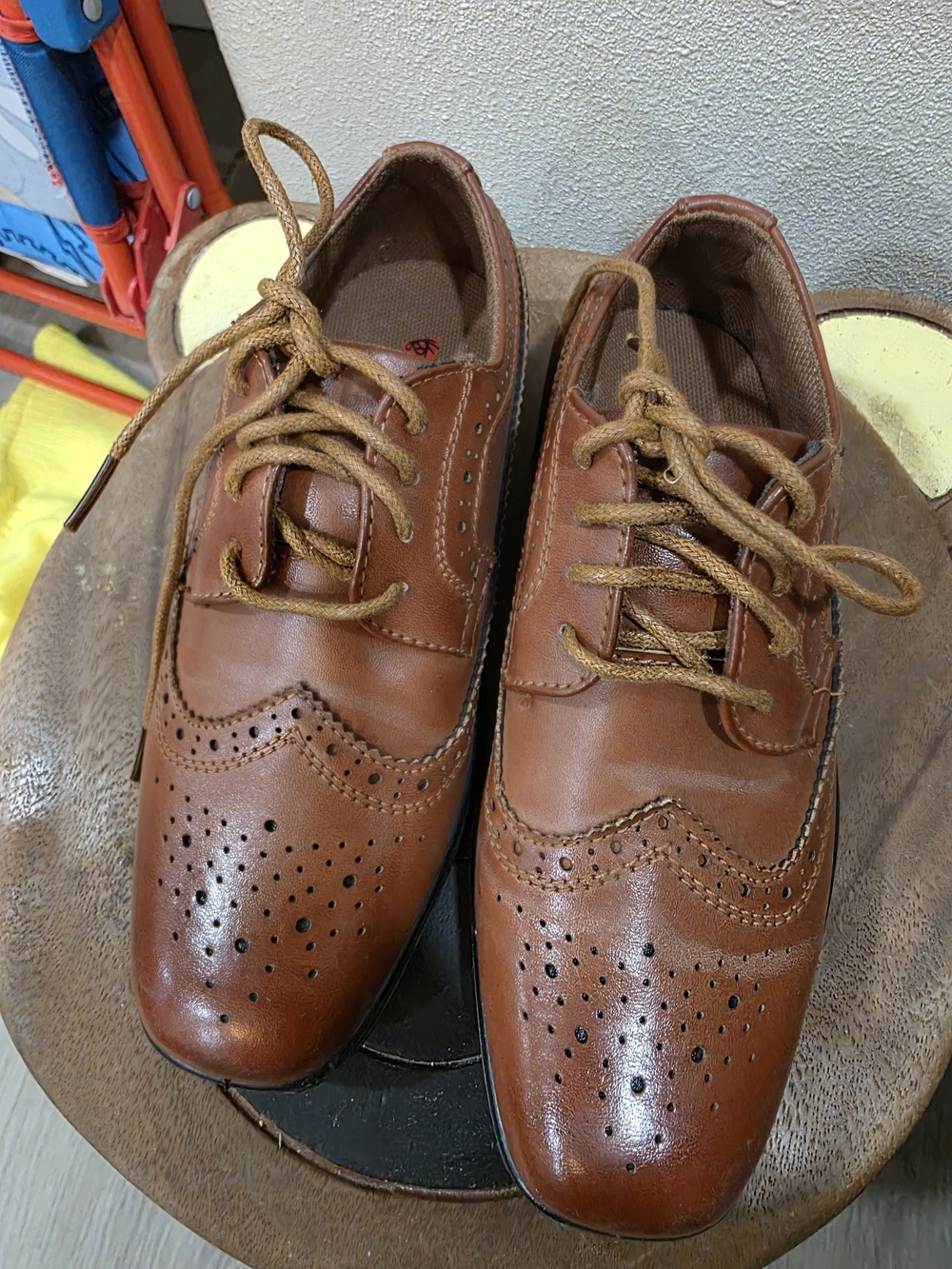 Deer Stags Boys Brown Wingtip Dress Shoes